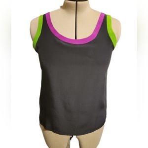 🔖Vintage 90's Y.LE.V 100% Silk Top Black Neon